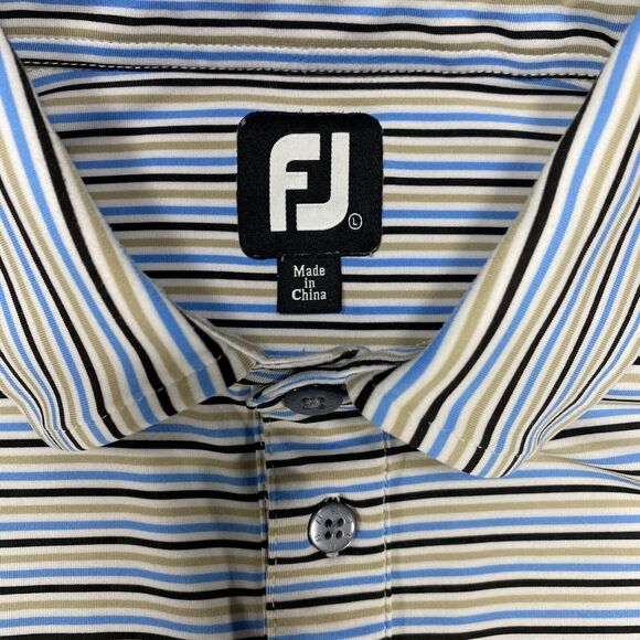 FootJoy Shirt Mens Size Large Striped Golf Polo Treesdales Preppy Short Sleeve - Picture 4 of 11
